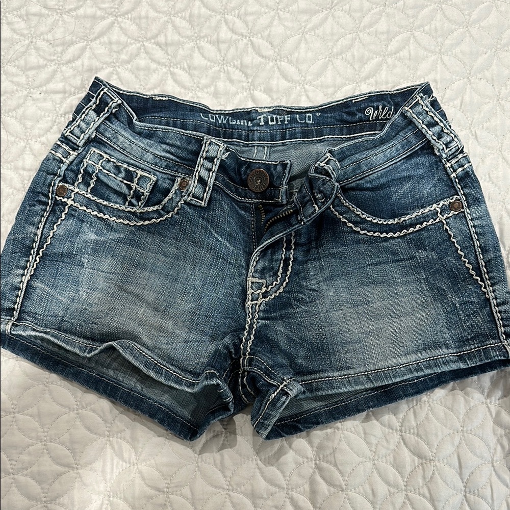 Low Waist Denim Shorts - Blue